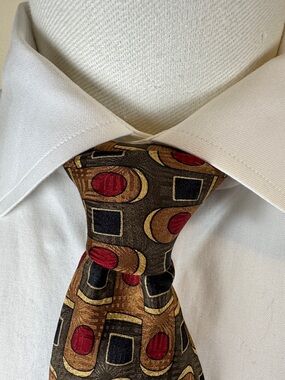 Ziggurat by Mulberry Neckwear Multicolor Earth Tones Men’s Tie USA 100% Silk